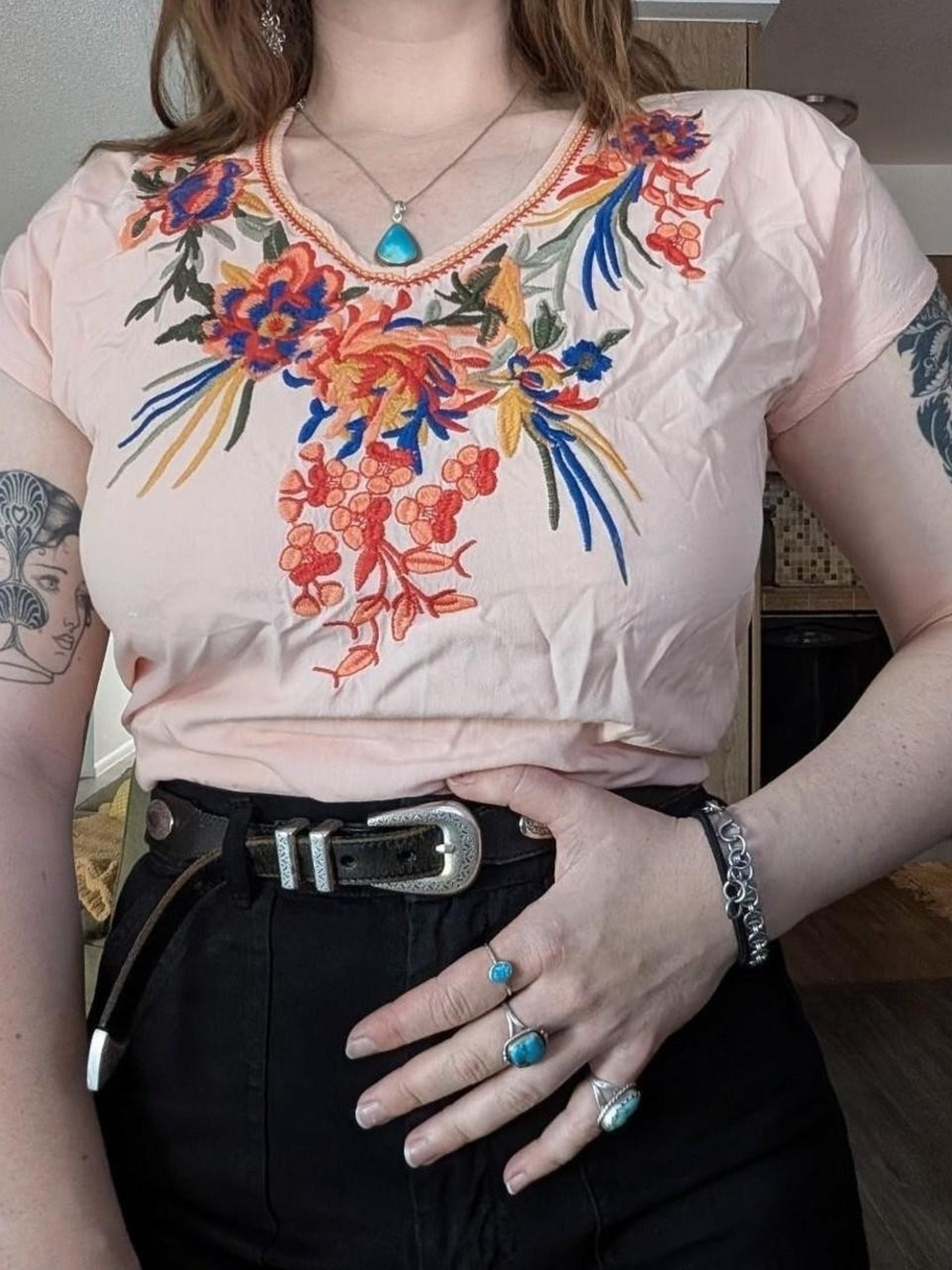 Light Pink Embroidered Top